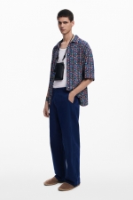 Cămașă casual cu imprimeu geometric multicolor