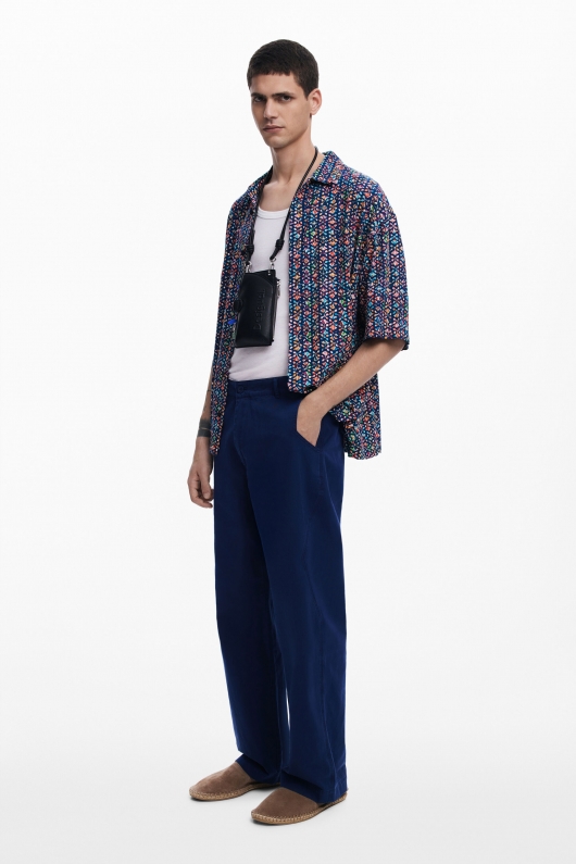 Cămașă casual cu imprimeu geometric multicolor