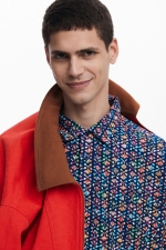 Cămașă casual cu imprimeu geometric multicolor