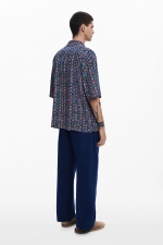 Cămașă casual cu imprimeu geometric multicolor