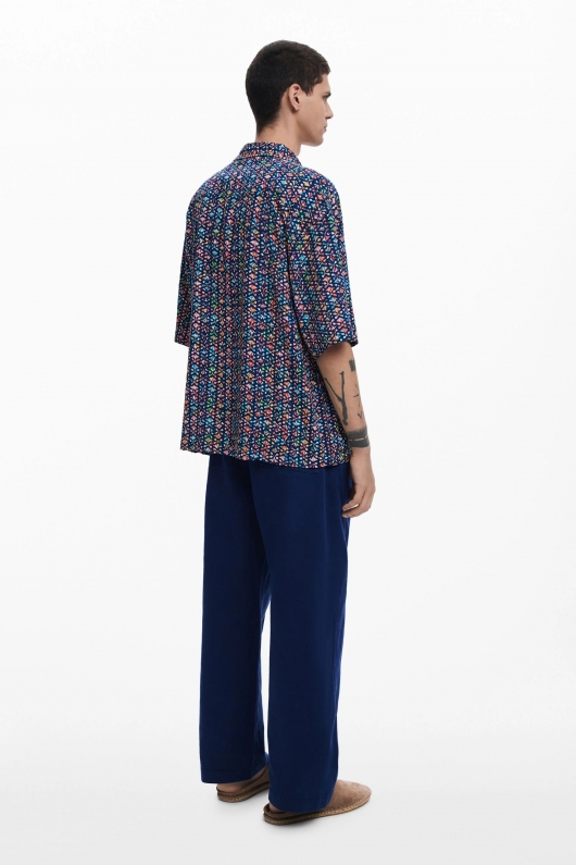 Cămașă casual cu imprimeu geometric multicolor