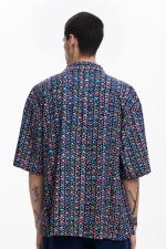 Cămașă casual cu imprimeu geometric multicolor