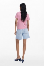 Pantaloni scurți denim albastru cu broderie florală