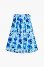 Fustă midi albastră cu imprimeu floral