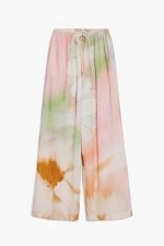 Pantaloni palazzo cu imprimeu floral acuarelă