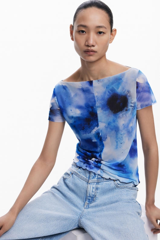 Bluză multicoloră din tulle tie-dye