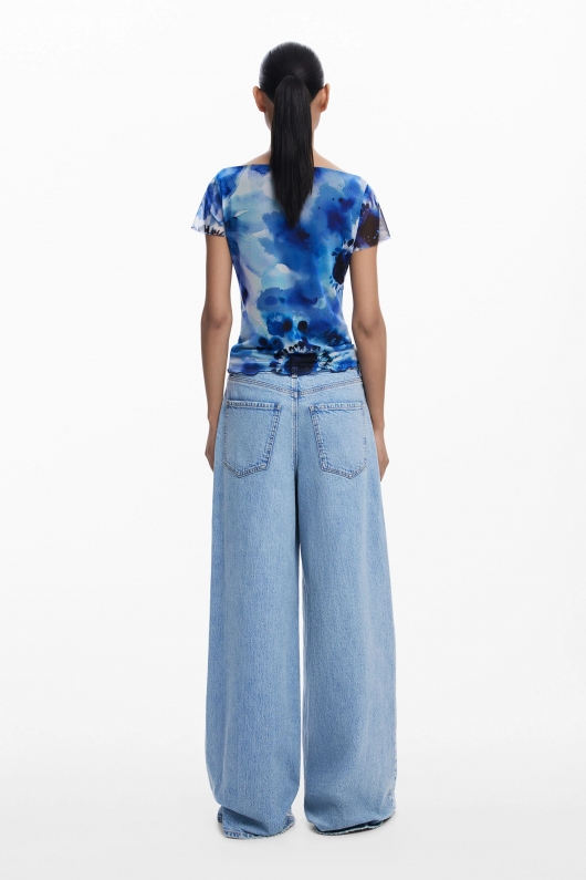 Bluză multicoloră din tulle tie-dye