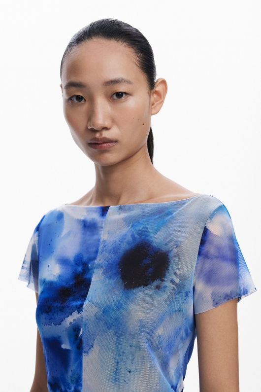 Bluză multicoloră din tulle tie-dye