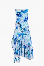 Rochie midi albastră cu imprimeu floral