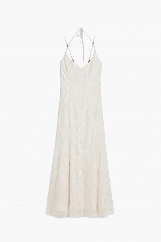 Rochie lungă alba din dantelă elegantă
