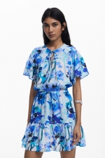 Rochie mini florală cu mâneci fluture