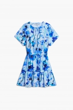 Rochie mini florală cu mâneci fluture