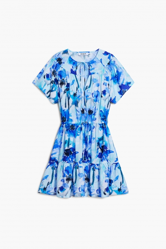 Rochie mini florală cu mâneci fluture
