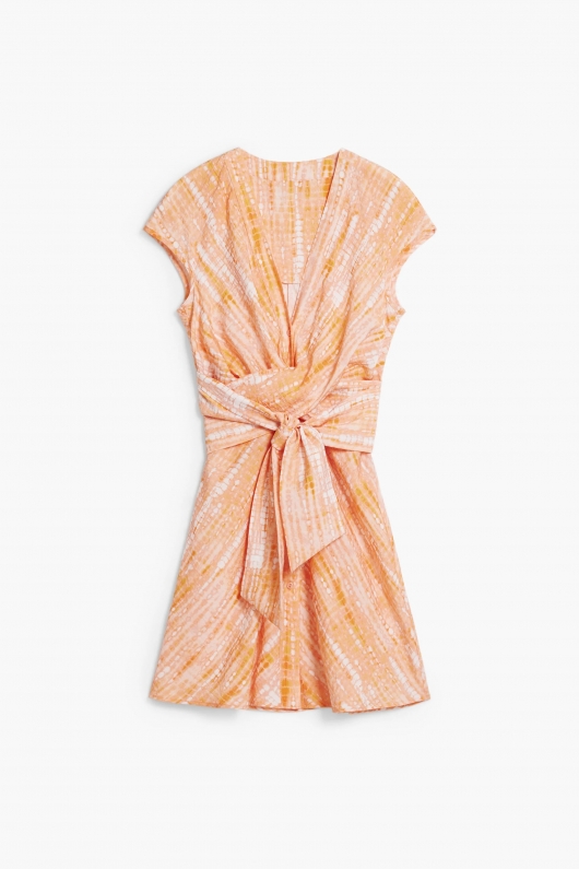 Rochie mini portocalie cu bretele încrucișate