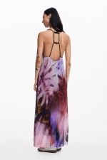 Rochie mov elegantă cu imprimeu floral