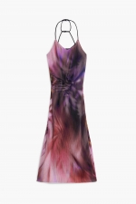Rochie mov elegantă cu imprimeu floral
