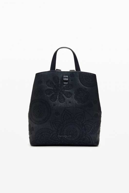Rucsac mini negru cu broderie mandala
