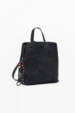 Rucsac mini negru cu broderie mandala
