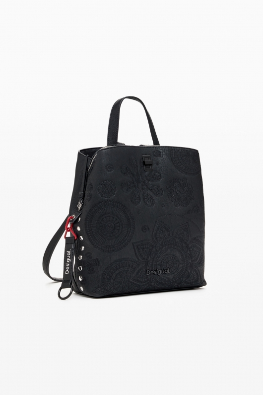 Rucsac mini negru cu broderie mandala