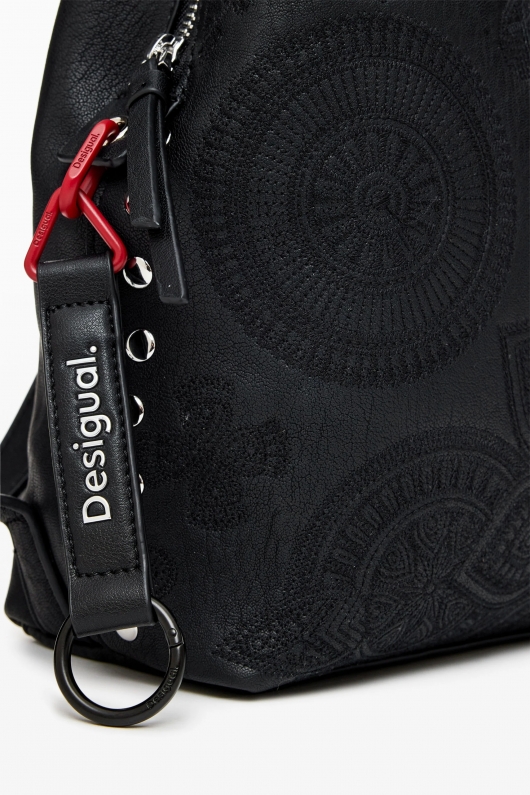 Rucsac mini negru cu broderie mandala
