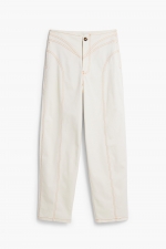 Pantaloni crem balon cu dungă portocalie
