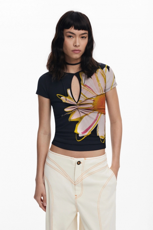 Bluză casual cu imprimeu floral multicolor