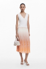Rochie midi alba cu portocaliu
