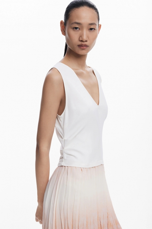 Rochie midi alba cu portocaliu