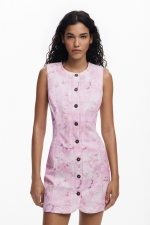 Rochie mini lila din denim fără mâneci