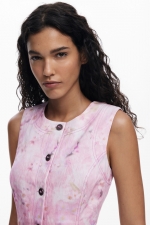 Rochie mini lila din denim fără mâneci