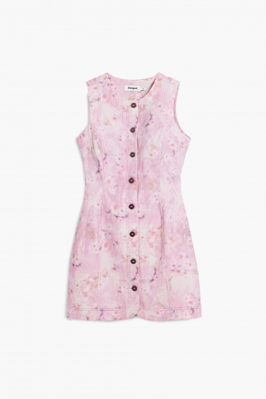 Rochie mini lila din denim fără mâneci