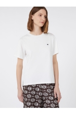 Tricou alb cu logo fluture și mâneci scurte
