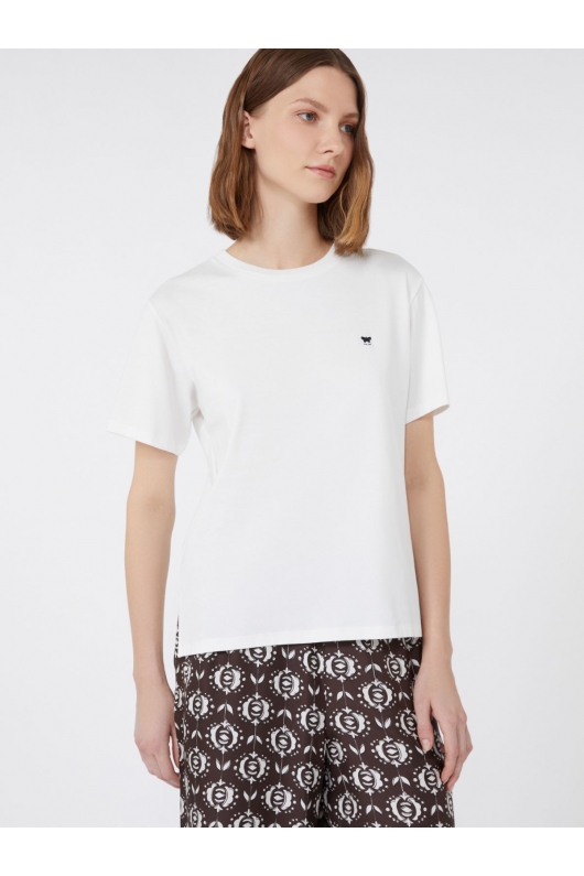 Tricou alb cu logo fluture și mâneci scurte
