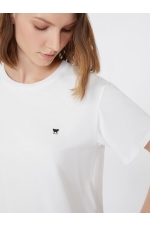 Tricou alb cu logo fluture și mâneci scurte