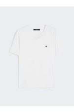Tricou alb cu logo fluture și mâneci scurte