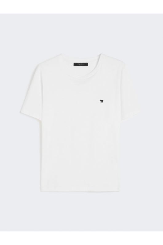 Tricou alb cu logo fluture și mâneci scurte