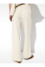 Pantaloni albi casual cu elastic în talie