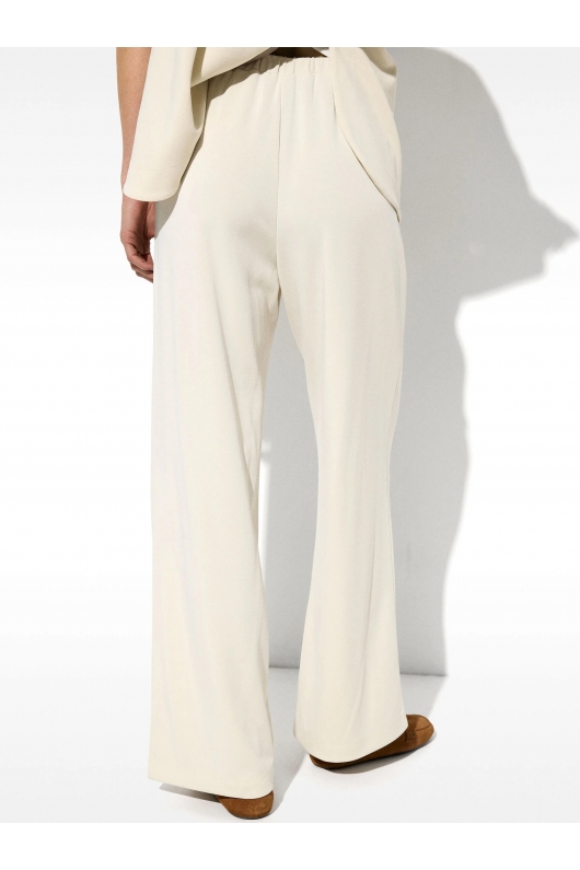 Pantaloni albi casual cu elastic în talie