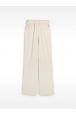 Pantaloni albi casual cu elastic în talie