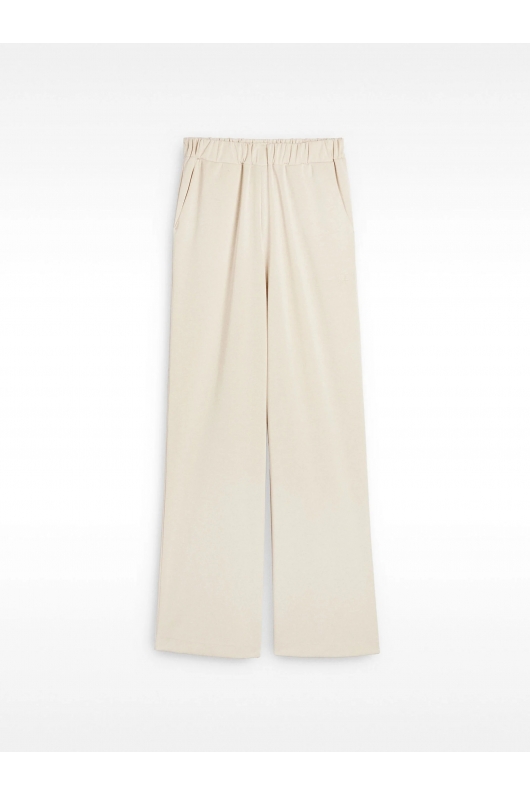 Pantaloni albi casual cu elastic în talie