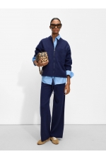 Pantaloni bleumarin casual cu croială dreaptă