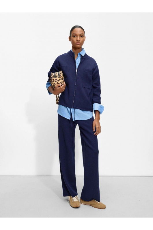 Pantaloni bleumarin casual cu croială dreaptă