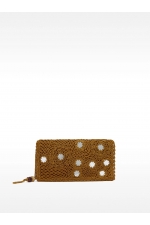 Clutch negru croșetat cu detaliu oglindă