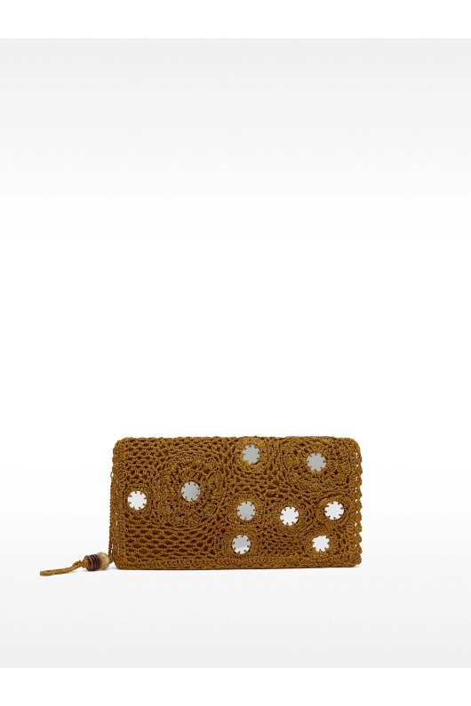 Clutch negru croșetat cu detaliu oglindă