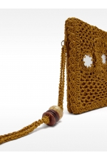 Clutch negru croșetat cu detaliu oglindă