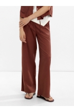 Pantaloni cărămizii casual cu croială dreaptă