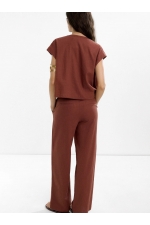 Pantaloni cărămizii casual cu croială dreaptă