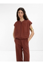 Pantaloni cărămizii casual cu croială dreaptă