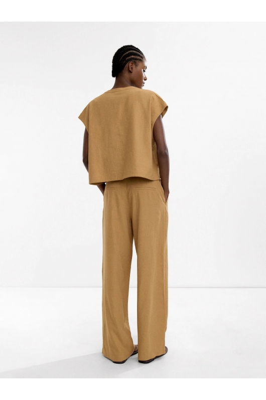 Pantaloni maro casual cu croială dreaptă