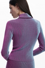 Cardigan cu dungi iridescente și fermoar